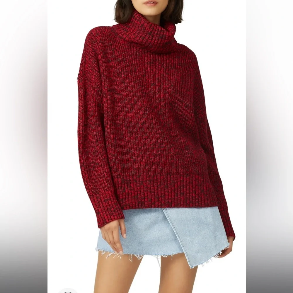 Sanctuary Red Marbled Roll Neck Sweater, RTR